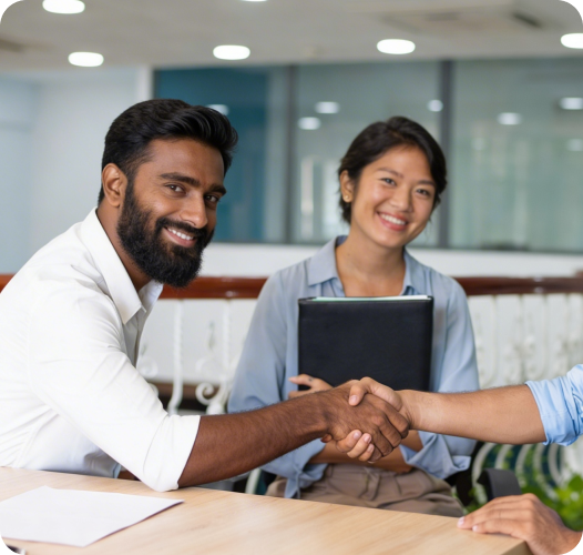 Couple receiving car keys at end of lease