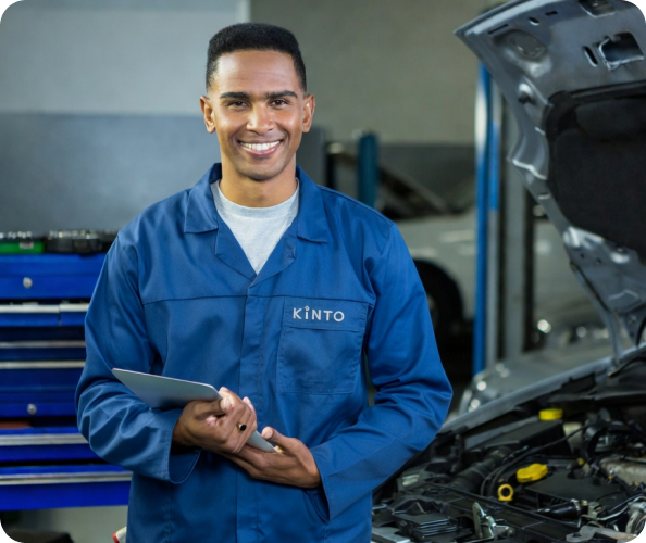 Toyota technician performing scheduled service
